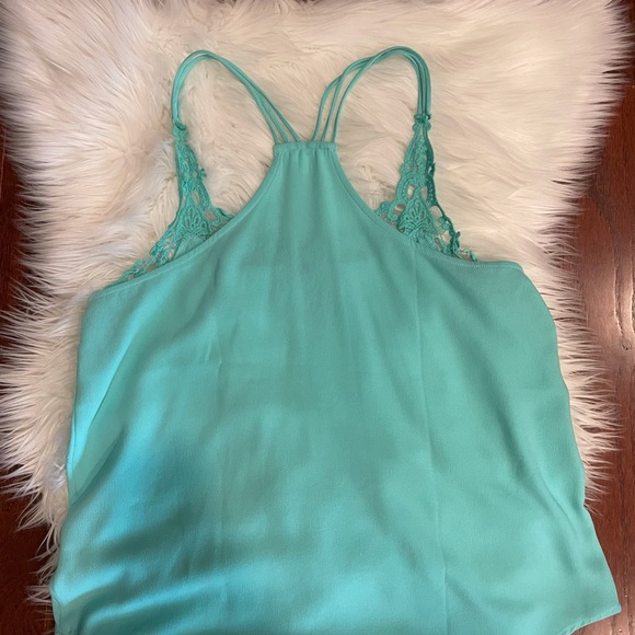 MINE mint green/teal and lace front camisole tank - Picture 3 of 3